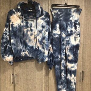 Young Fabulous & Broke Blue and White Hoodie and Joggers Set